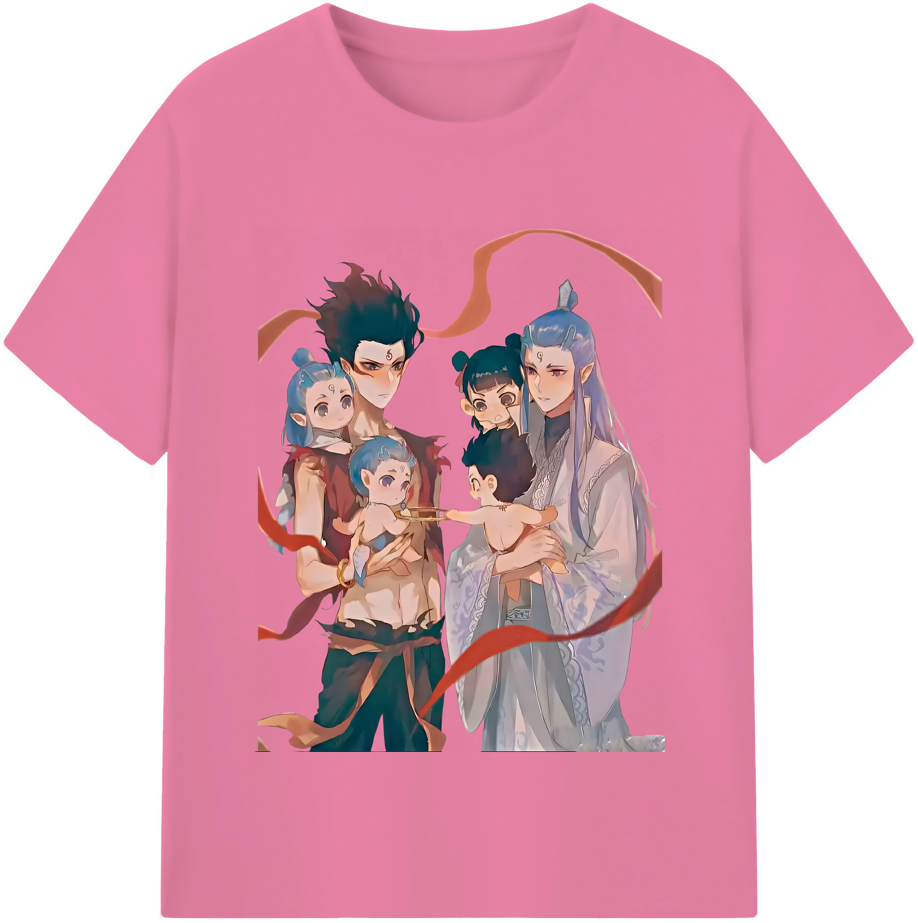 （画像用） Ne Zha 2 ナタ 魔童の大暴れ 綿100％半袖Tシャツ（フロントプリント）